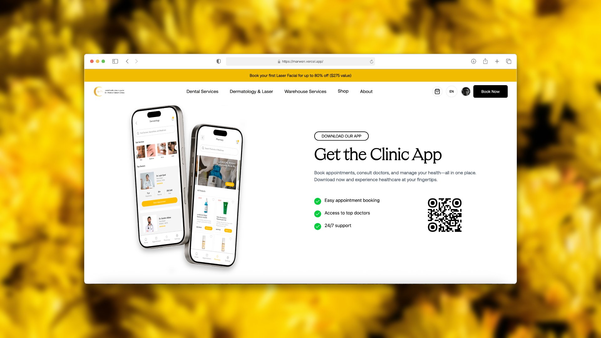 Wafaa'a Tulbah Clinics, A calm first impression