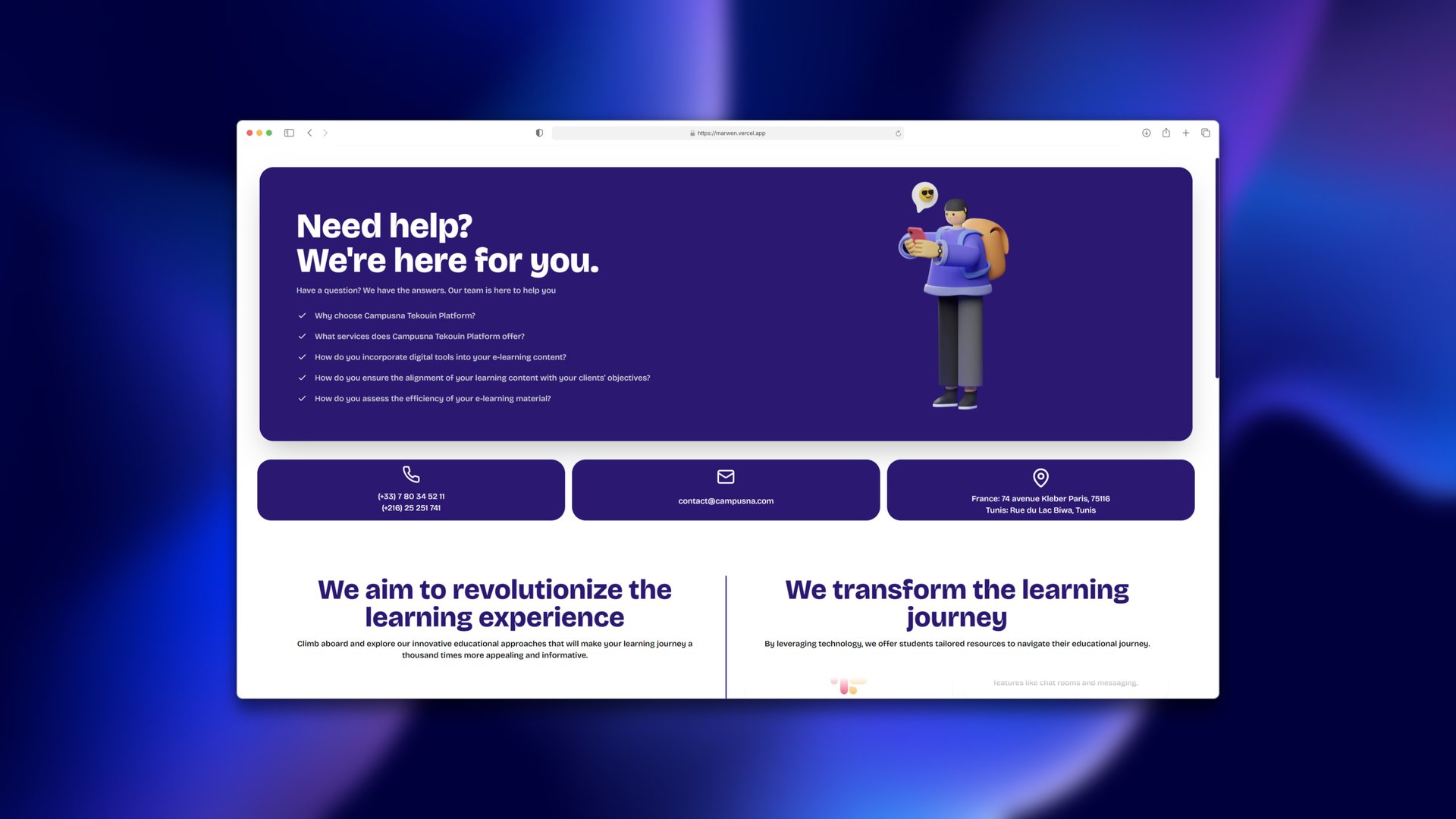 Campusna, Content the client could change